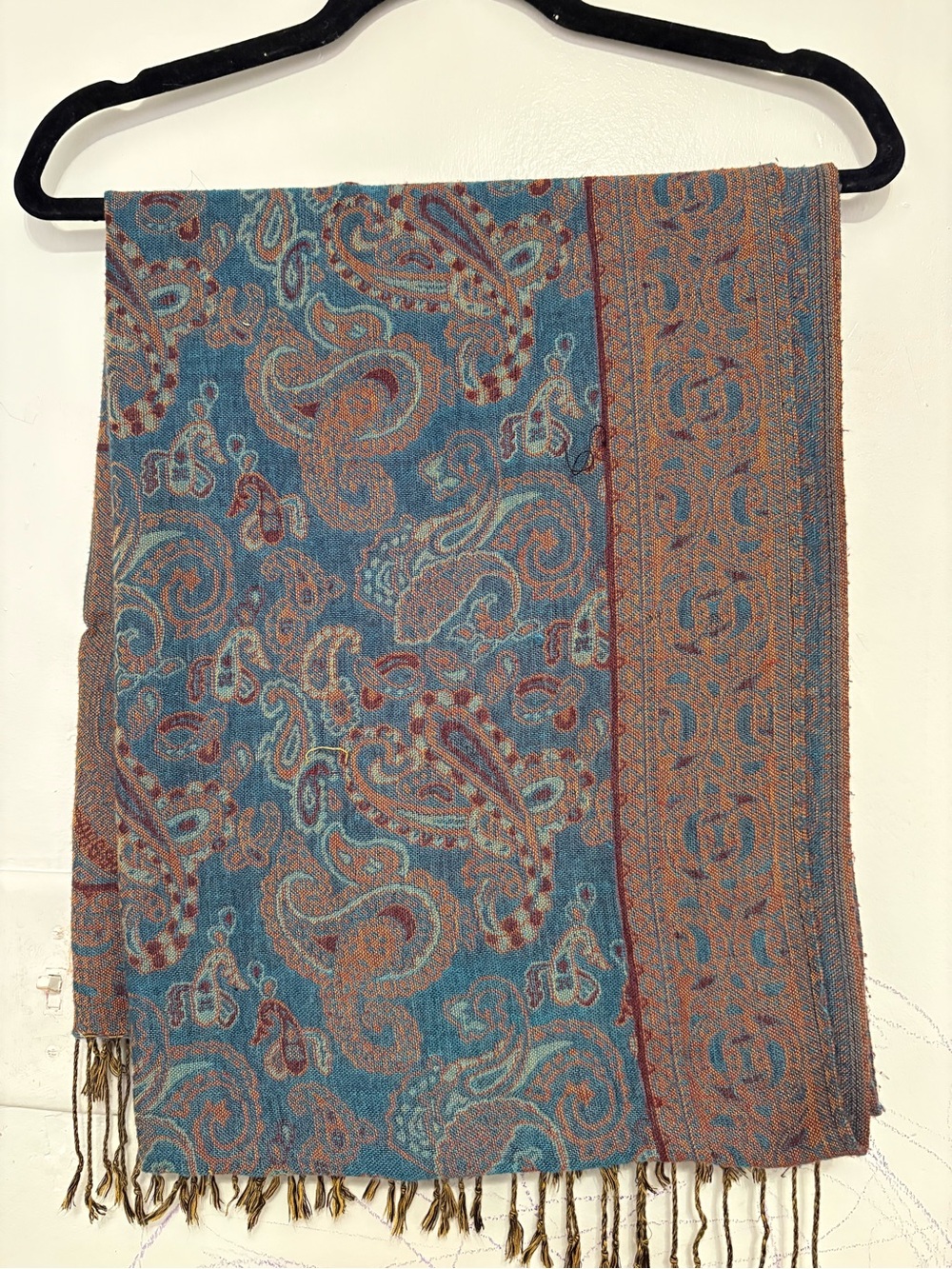 Blue Paisley Woven Throw Scarf - Unbranded